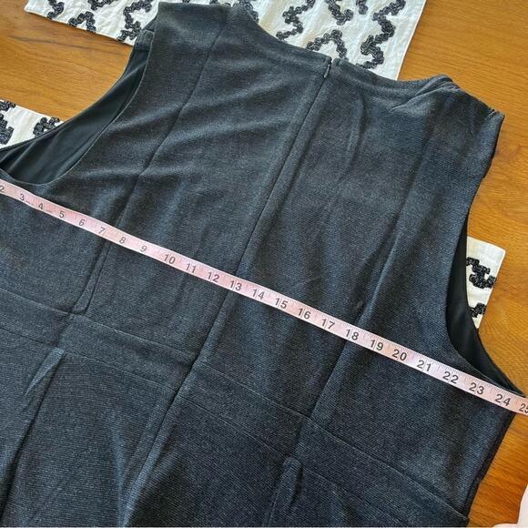 NEW LOFT Plus gray knit knee length dress shoulder buttons plus size 26 party - Picture 11 of 12